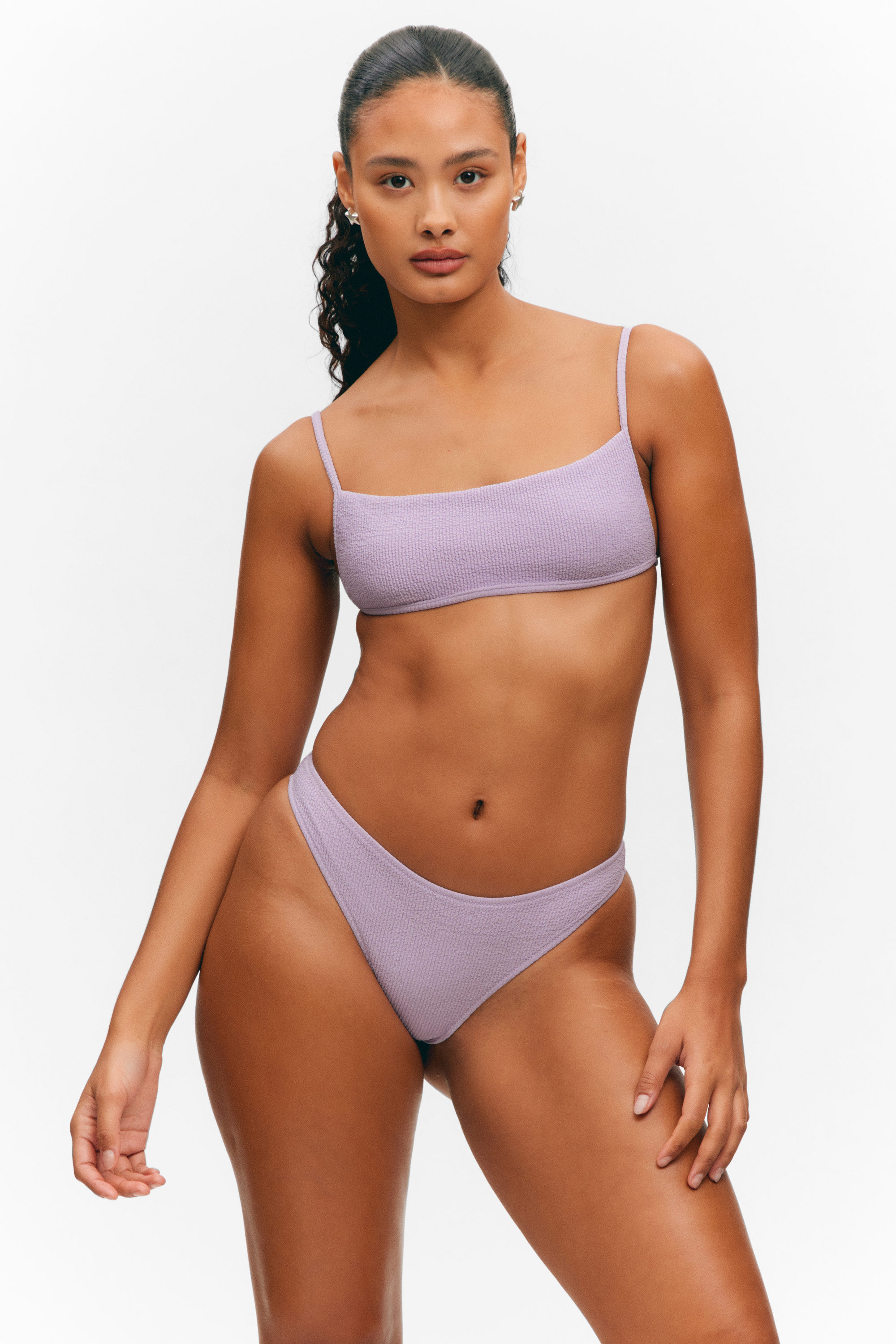 Light Lilac - Structured Square Neck Bikini Top - 1