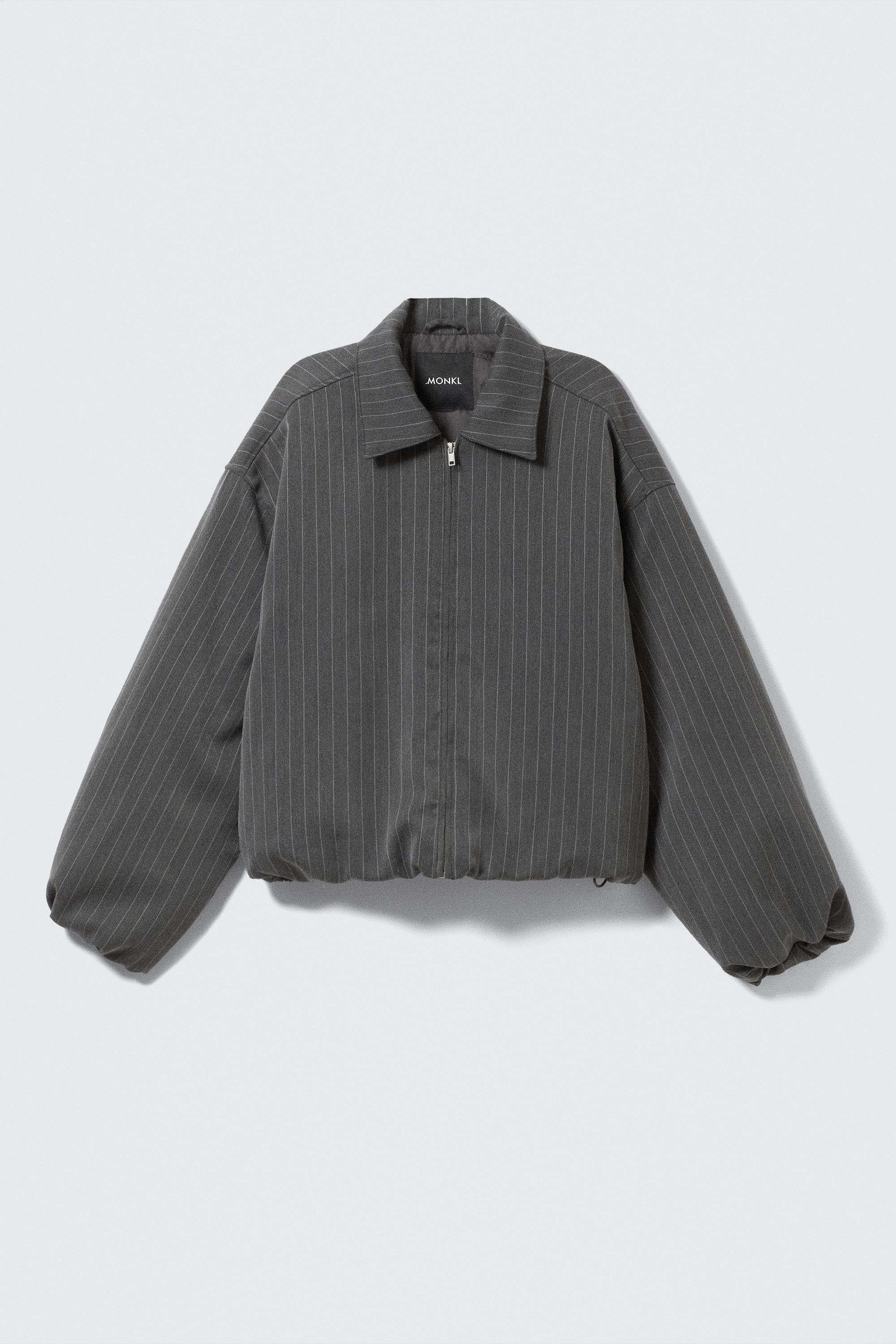 Gefütterte Bomberjacke im Anzugstil - Dunkelgrau gestreift