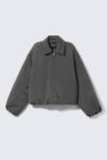 Striped Dark Grey - Padded Suiting Bomber Jacket - 4
