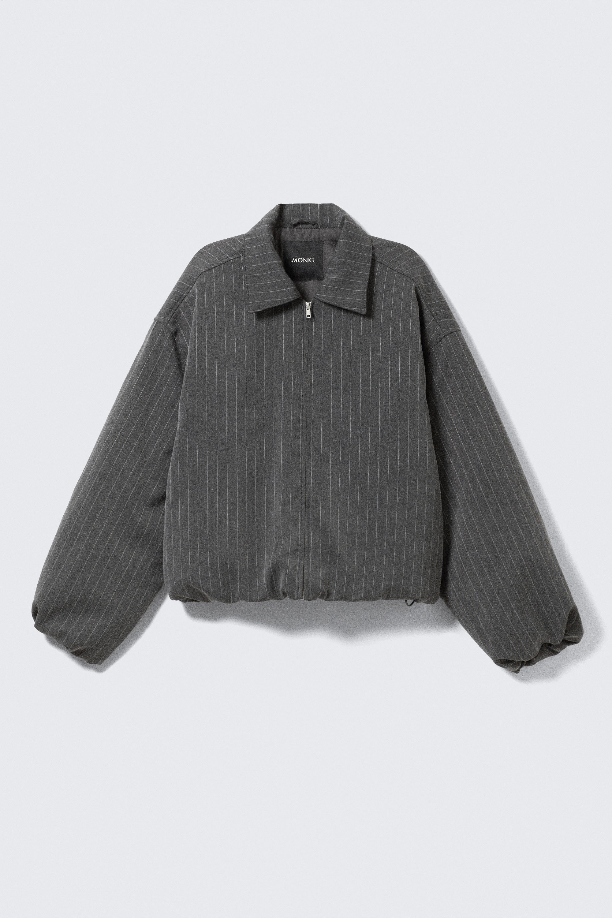 Striped Dark Grey - Padded Suiting Bomber Jacket - 4