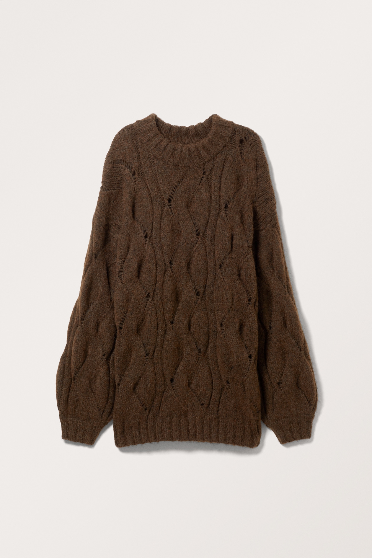 Oversized Cable-Knit Sweater Dark Brown Ladies H&M GB - Main Image