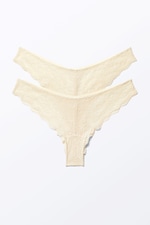 Light Beige - 2-pack Lacey Lace Brazilian Briefs - 0
