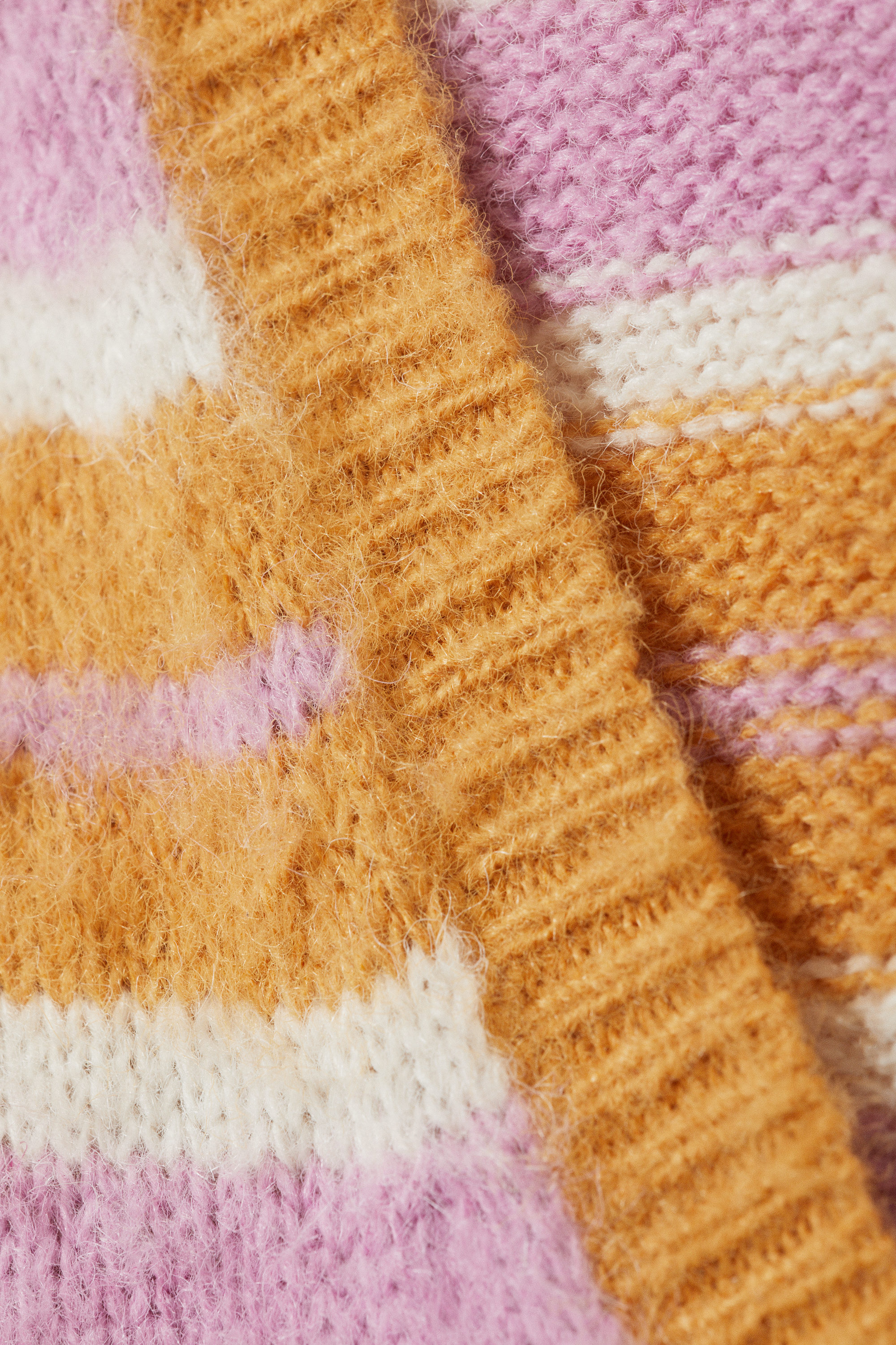 Dark Yellow Stripe - Fluffy knit cardigan - 4