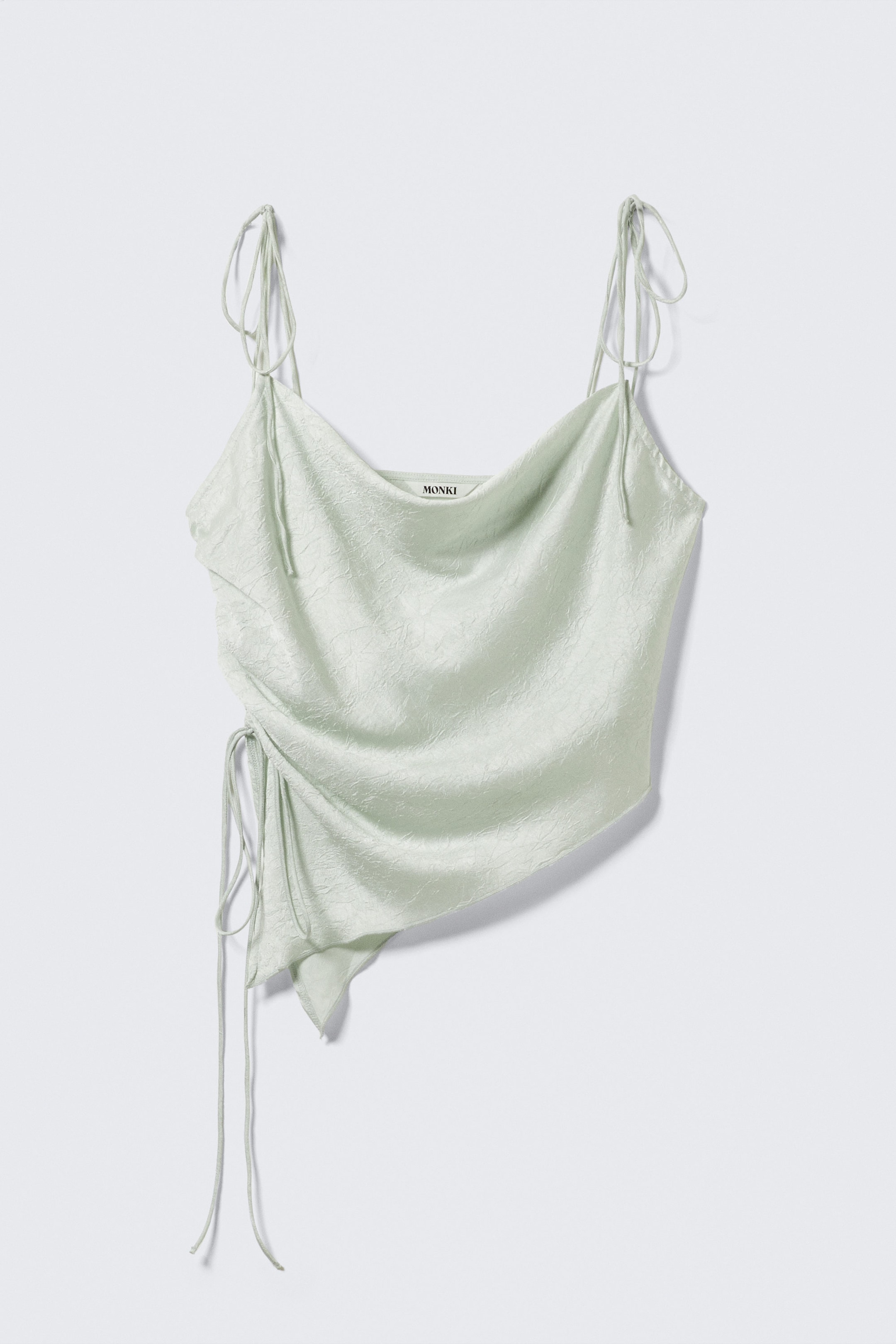 Mint Green - Asymmetric Satin Strap Top - 4