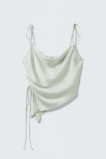 Mint Green - Asymmetric Satin Strap Top - 4