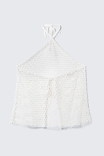 Blanc - Top dos nu avec liens à nouer - 4