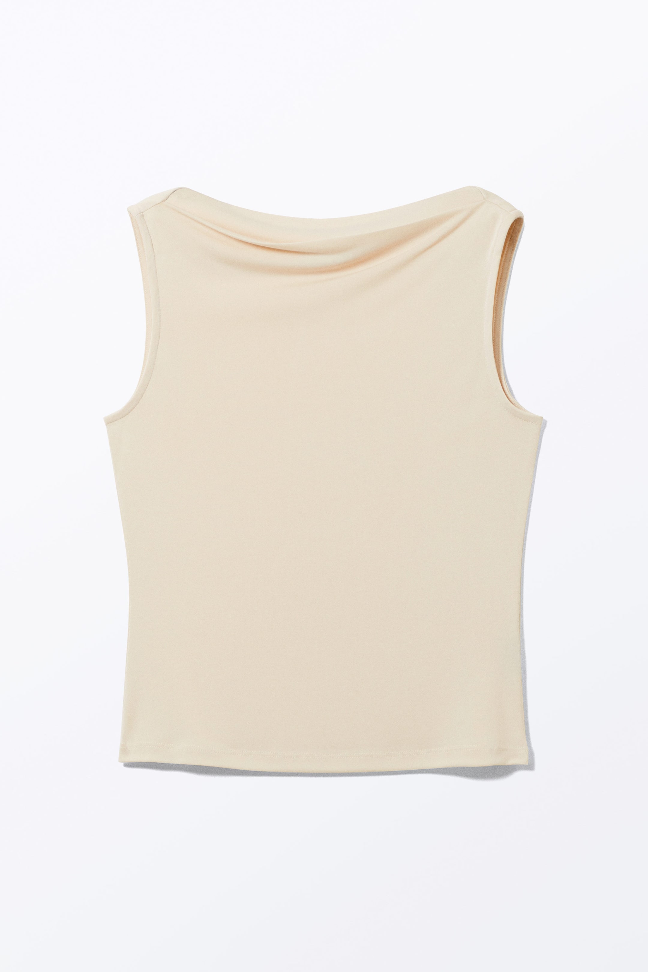 Cream - Super soft sleeveless boatneck top - 0