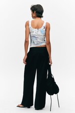 Black - Low waist wide leg tailored trousers - 3