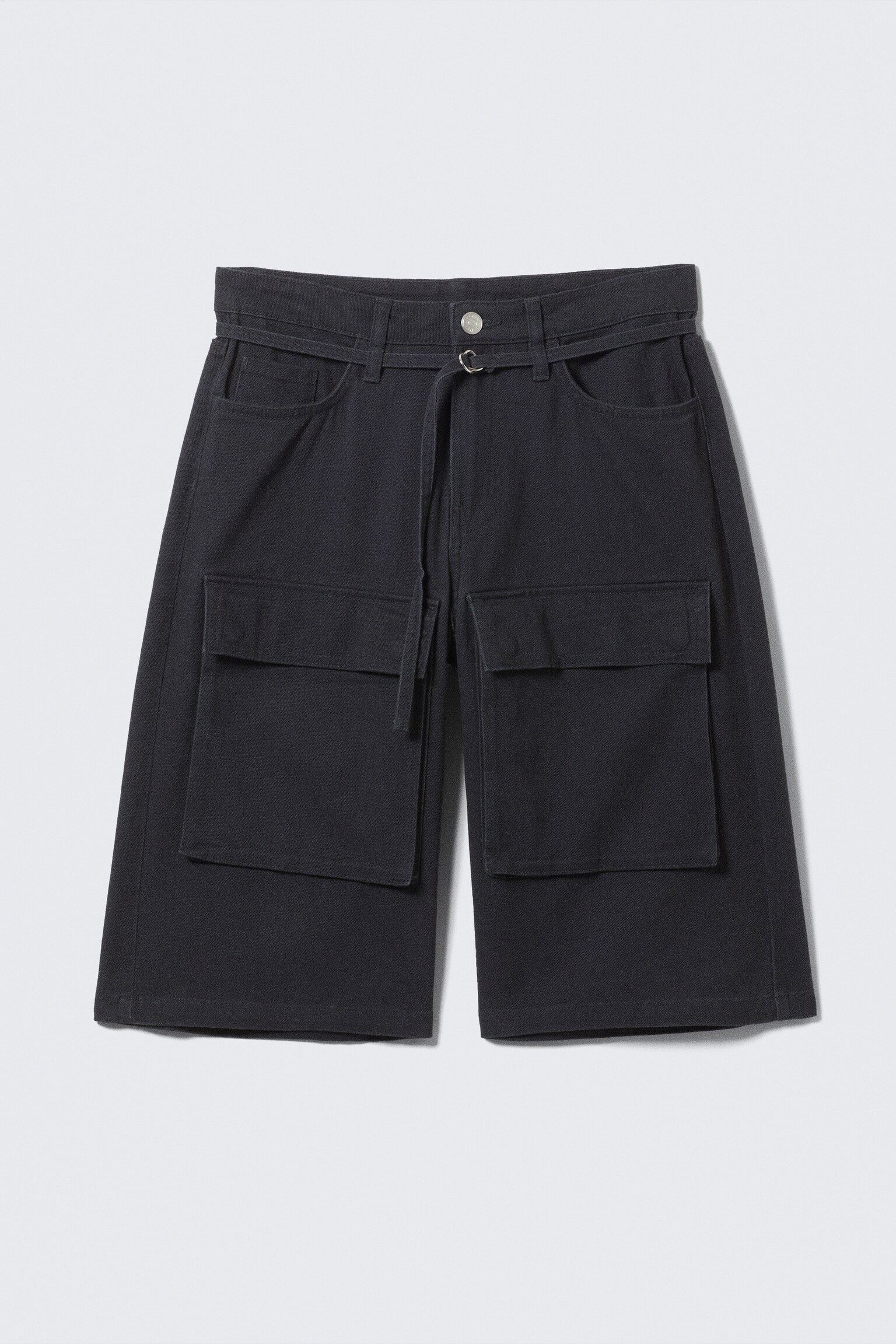 Low Rise Cargo Cotton Twill Jorts - Black/Dark Brown/Off-white - 2