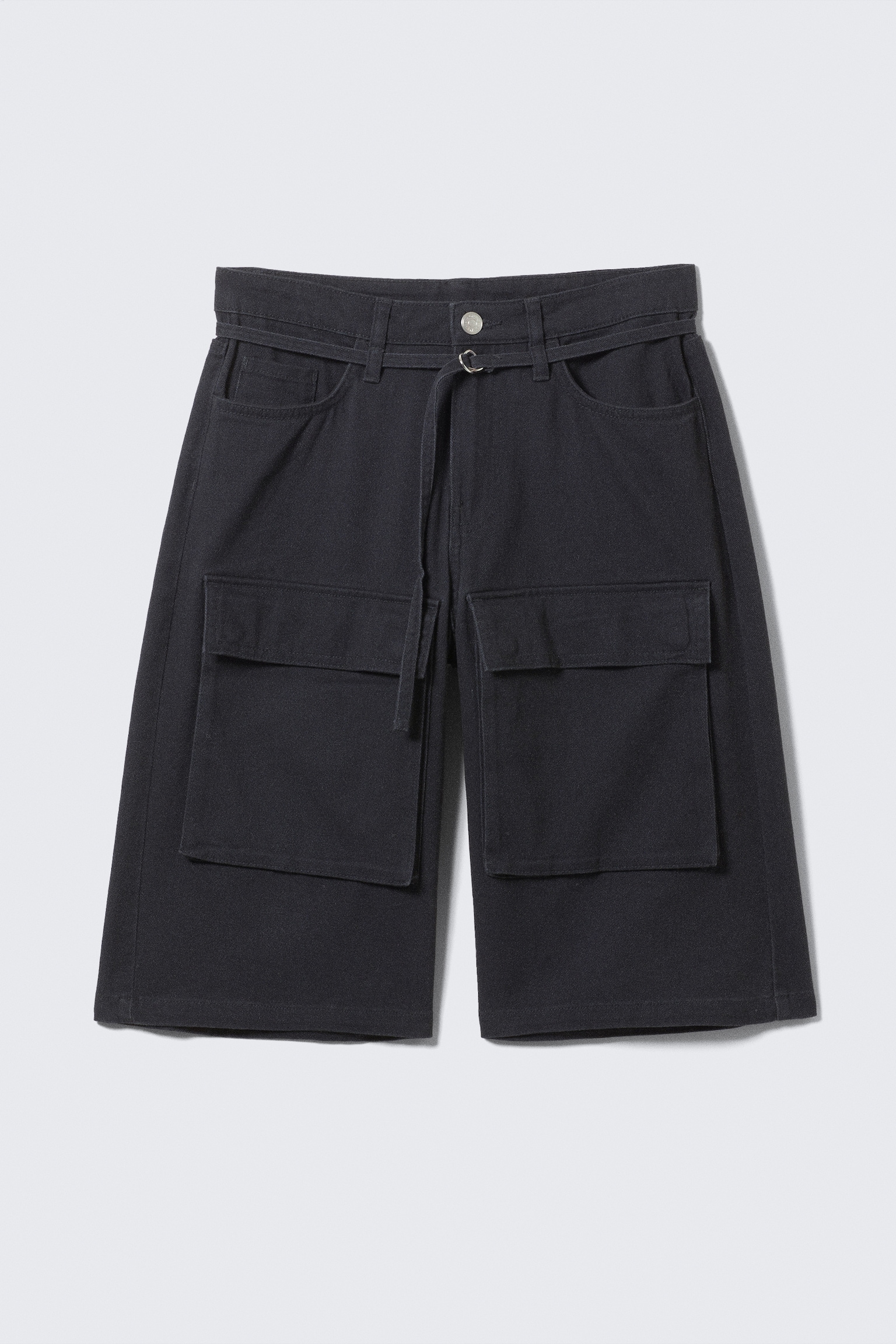 Low Rise Cargo Cotton Twill Jorts - Black/Dark Brown/Off-white - 2