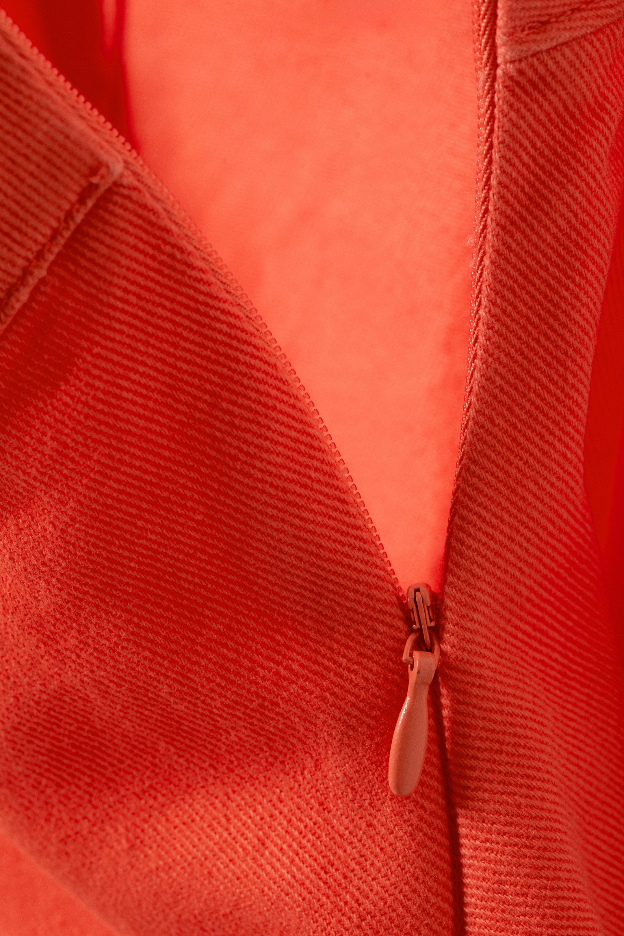 Light Red - Frayed Asymmetric Mini Twill Skirt - 5