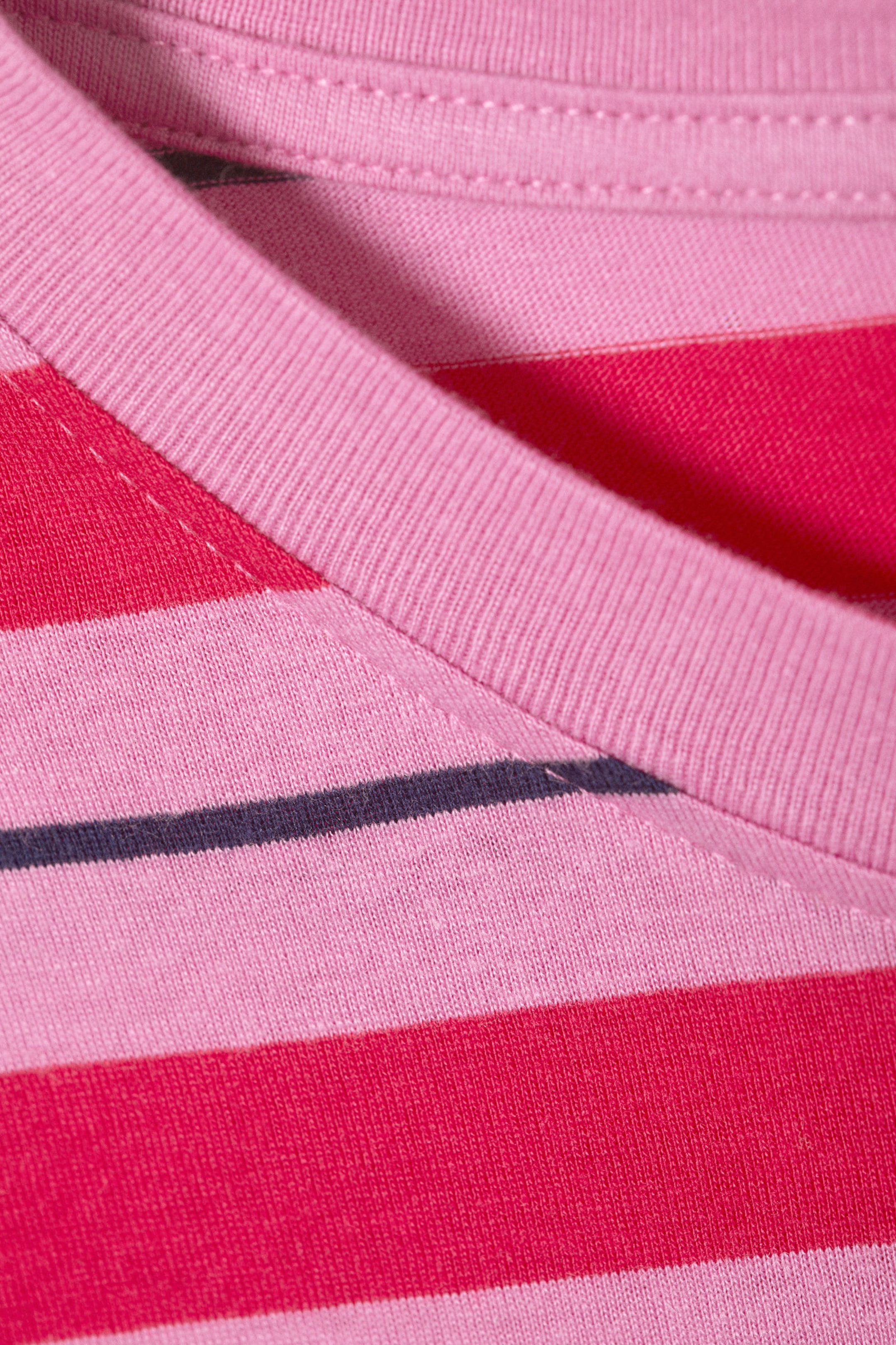 Marineblau und rosa gestreift - T-Shirt mit kastigem Ärmel - 4