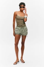 Brown Multi Striped - Slim-fit tanktop met smalle bandjes - 1
