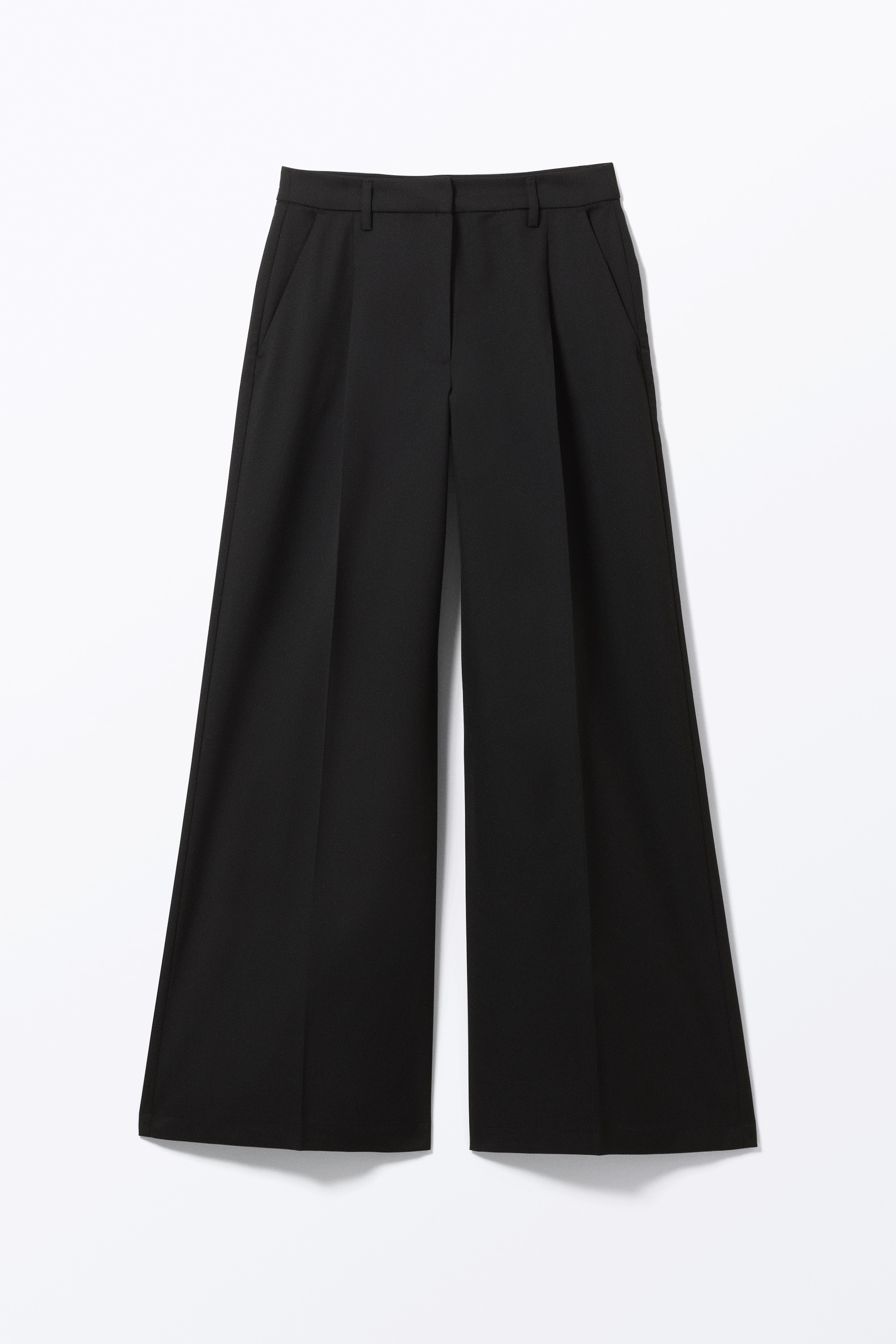 Pleated High Waist Wide Leg Suiting Trousers - Black/Black/Checked Grey/Striped Dark Grey