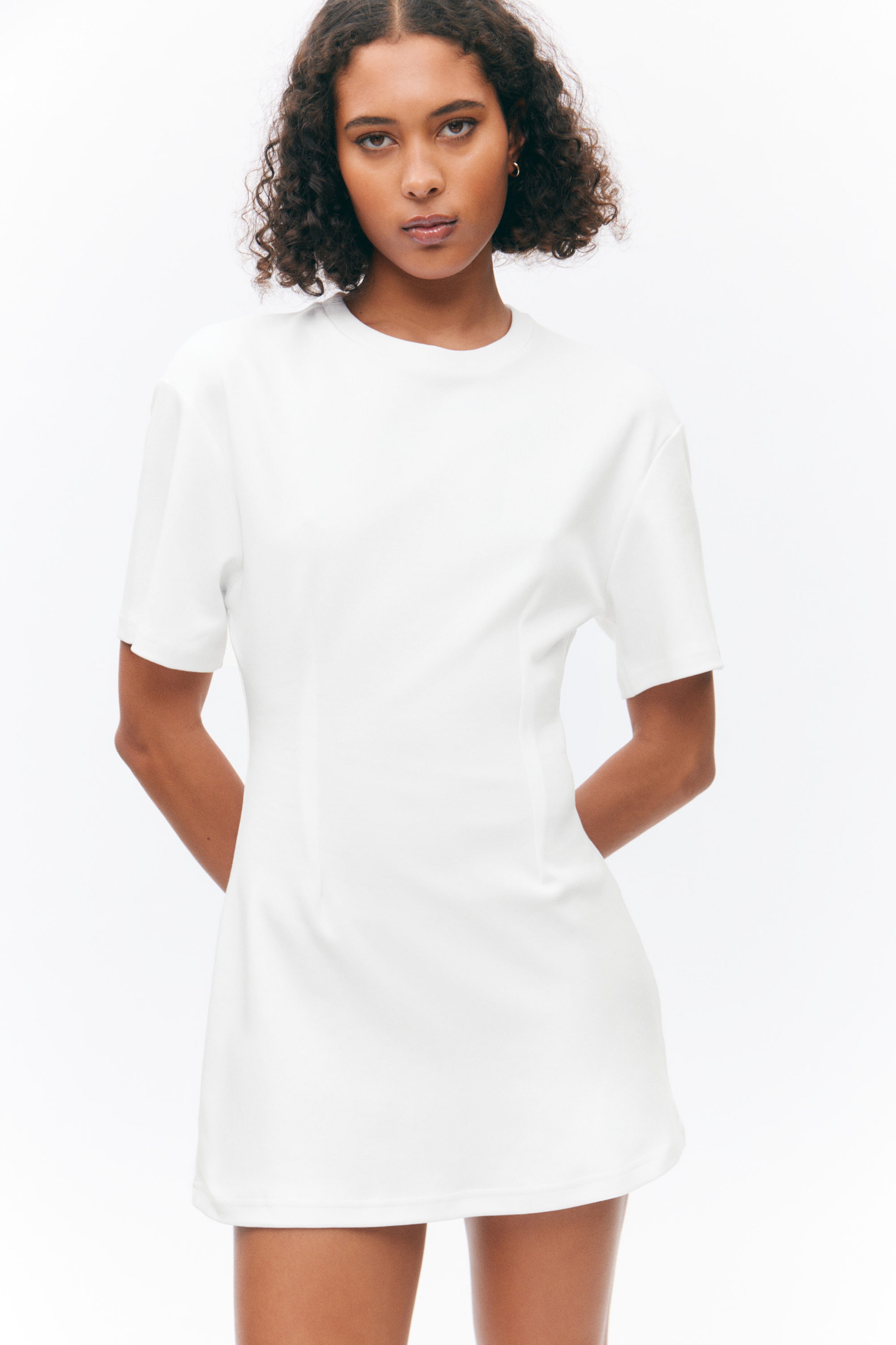 White - Structured Mini T-shirt Dress - 1