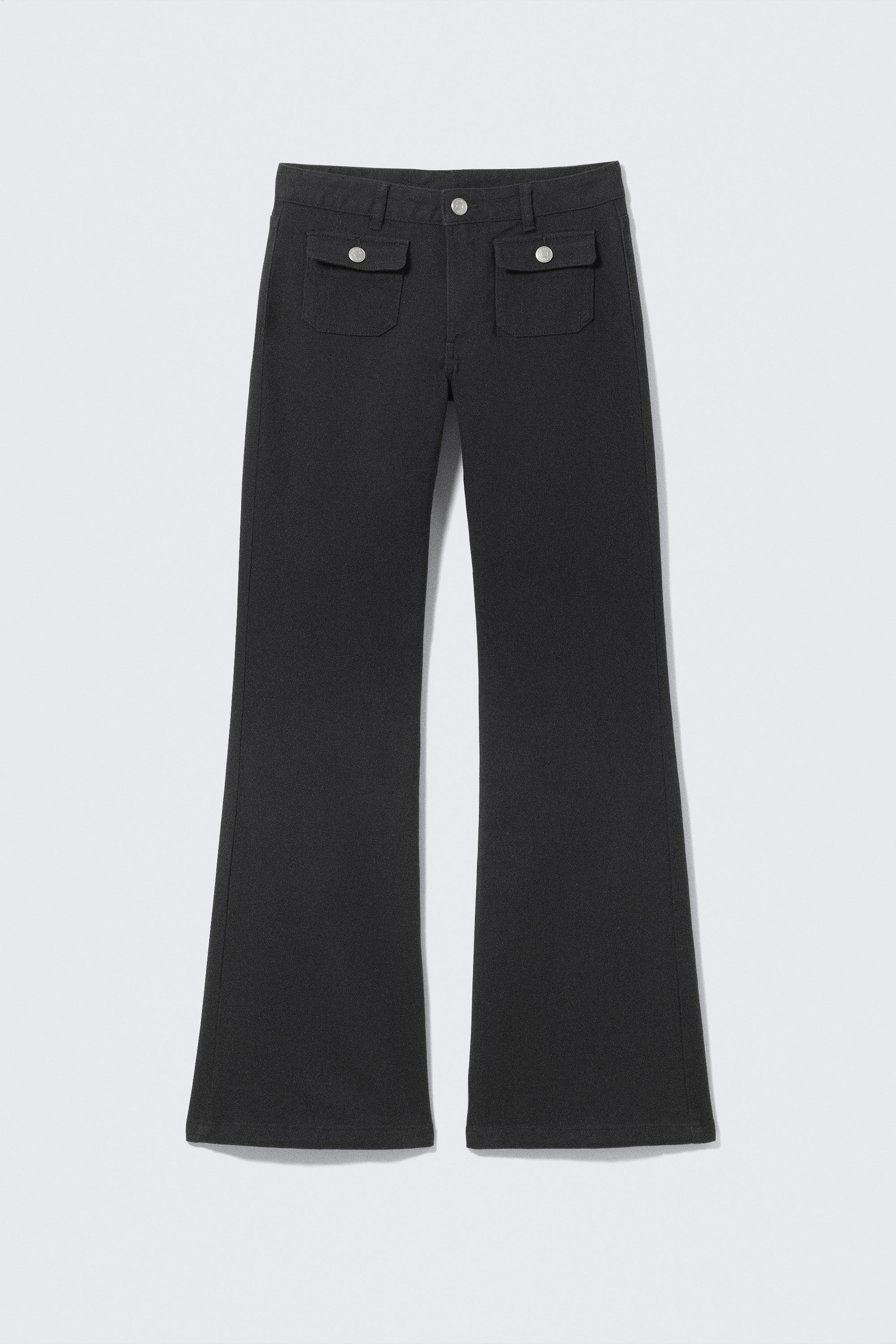Black - Low Waisted Bootcut Twill Trousers - 4