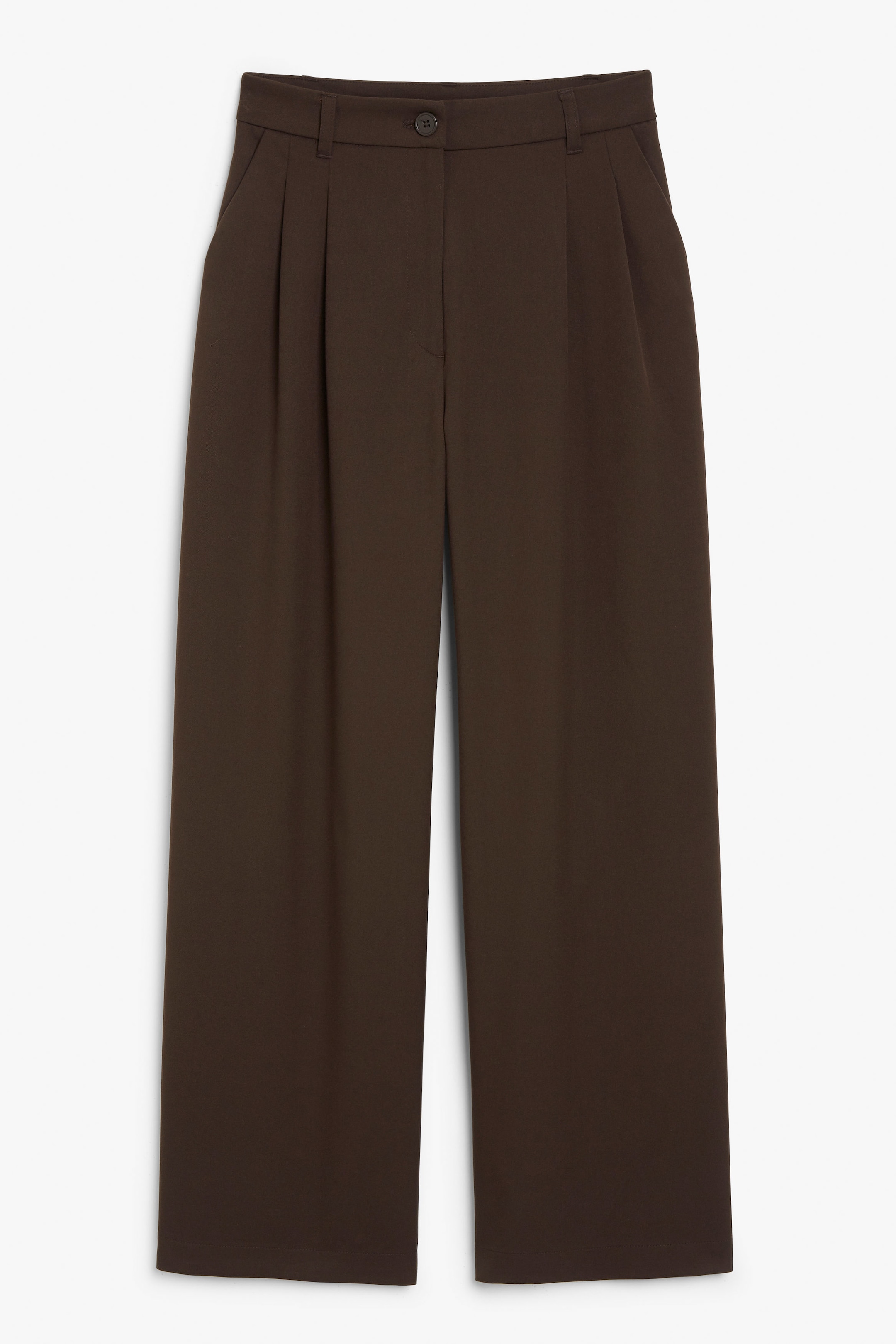 Brown - High waist wide leg trousers dark brown - 0