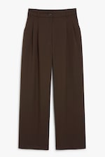 Brown - High waist wide leg trousers dark brown - 0