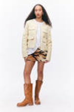Light Dusty Beige - Detachable Sleeve Cotton Jacket - 1