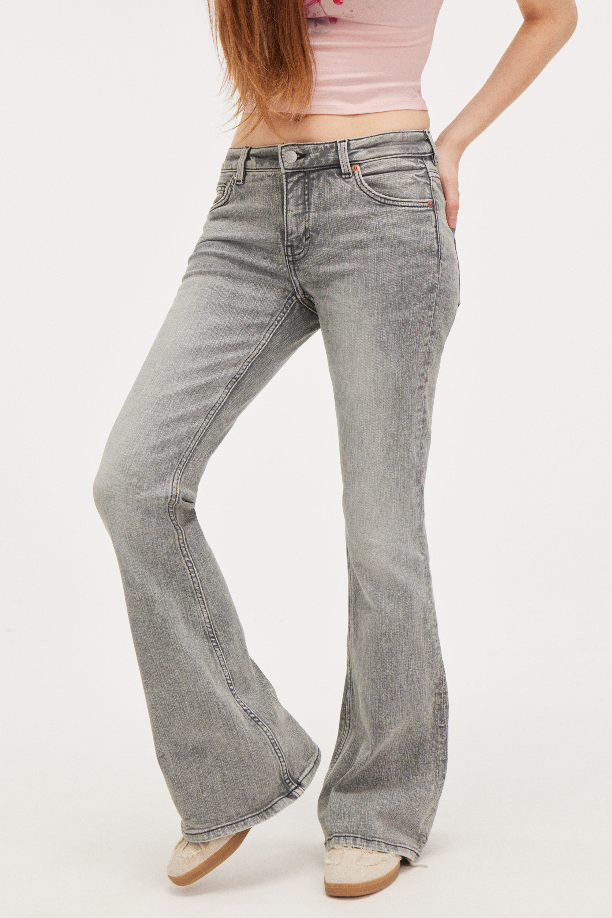 Concrete Grey - Katsumi Low Waist Flared Jeans - 1