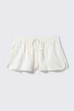 Vit Satäng - Korta lågmidjade shorts i satin - 0