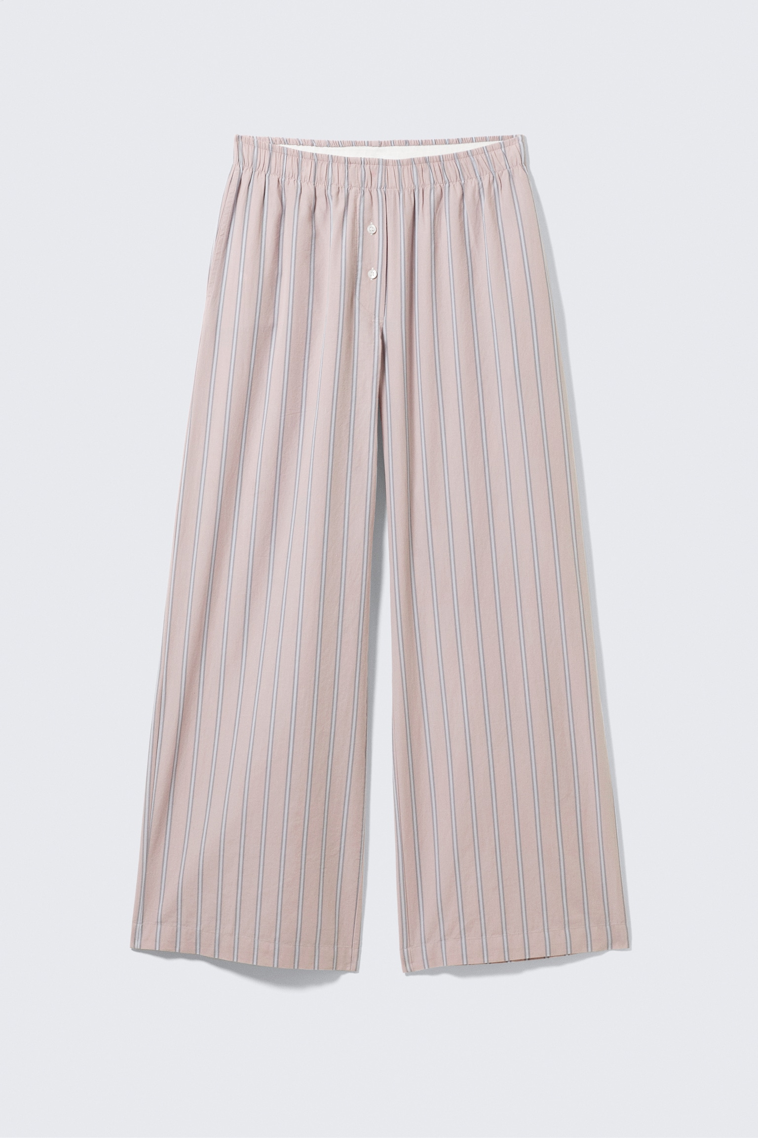 Wide-Leg Cotton Twill Trousers - Striped Light Pink/Blue Check/Striped Blue - 8