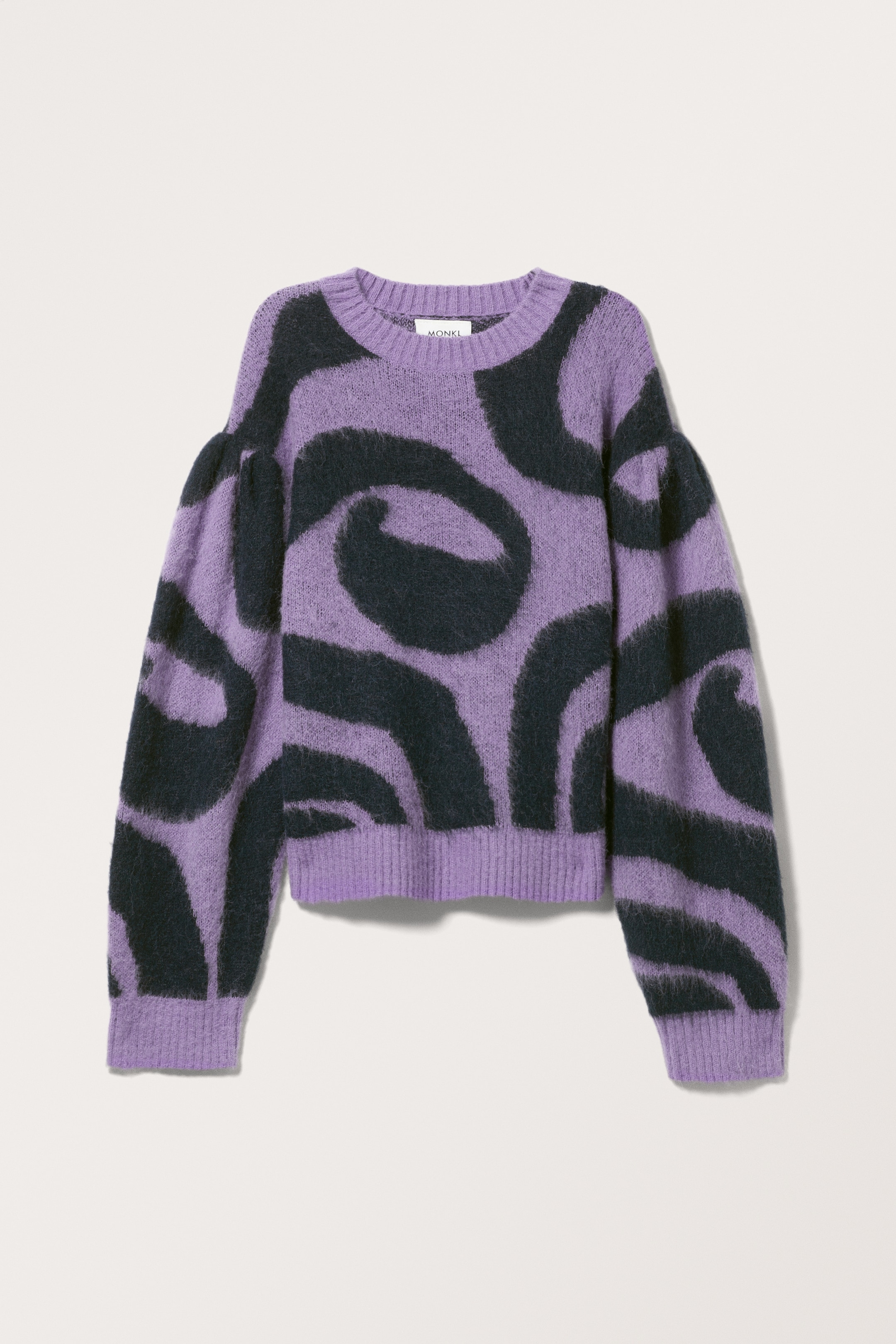 Größeres Bild ansehen: Strickpullover mit Puffärmeln - Lila - Schwarze Wirbel - Ladies | H&M DE 4