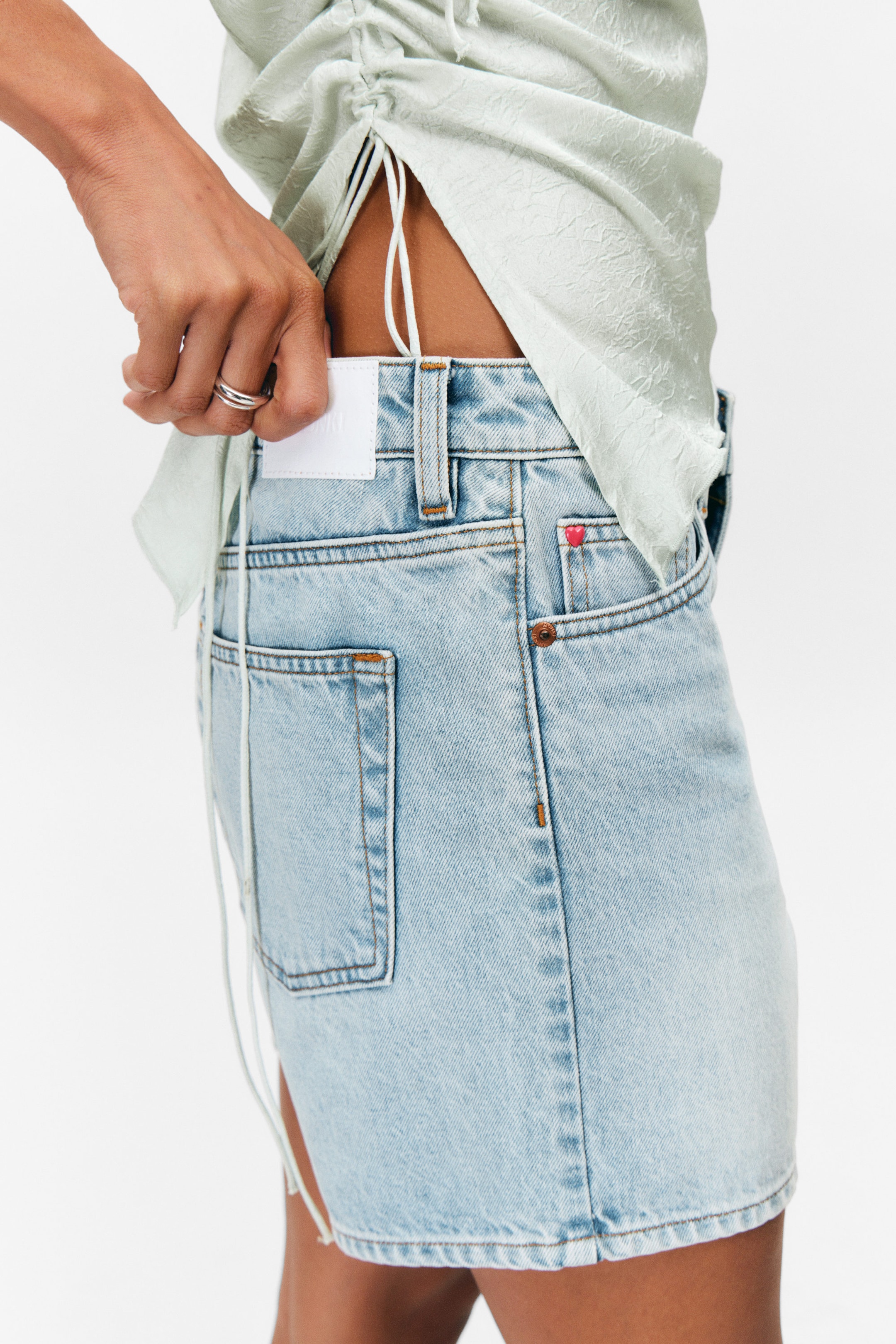 Venice Blue - Light Blue - Aimo Mid-Rise Straight Leg Denim Shorts - 2