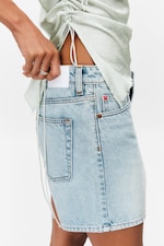 Venice Blue - Light Blue - Aimo Mid-Rise Straight Leg Denim Shorts - 2