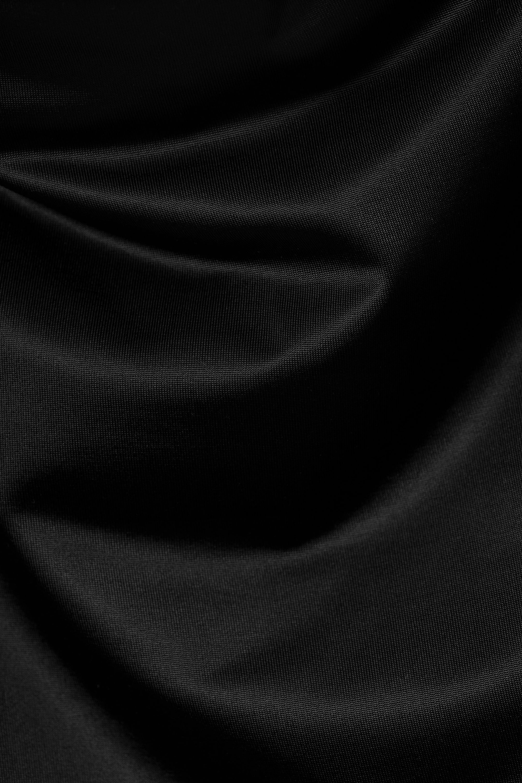 Noir - Robe drapée en jersey - 5