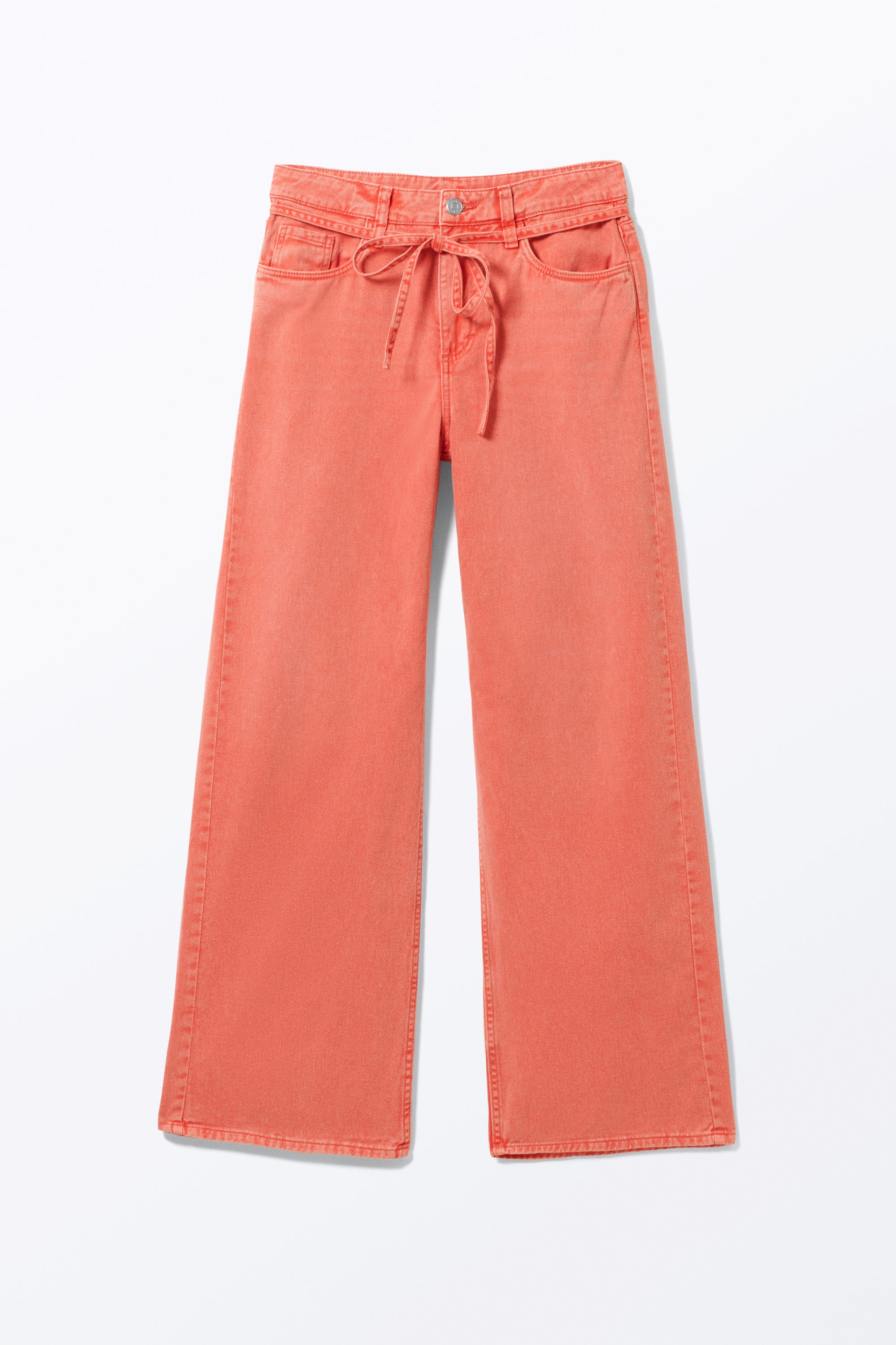 Dusty Red Overdye - Low Waisted Relaxed Twill Trousers - 0
