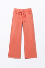 Dusty Red Overdye - Low Waisted Relaxed Twill Trousers - 0