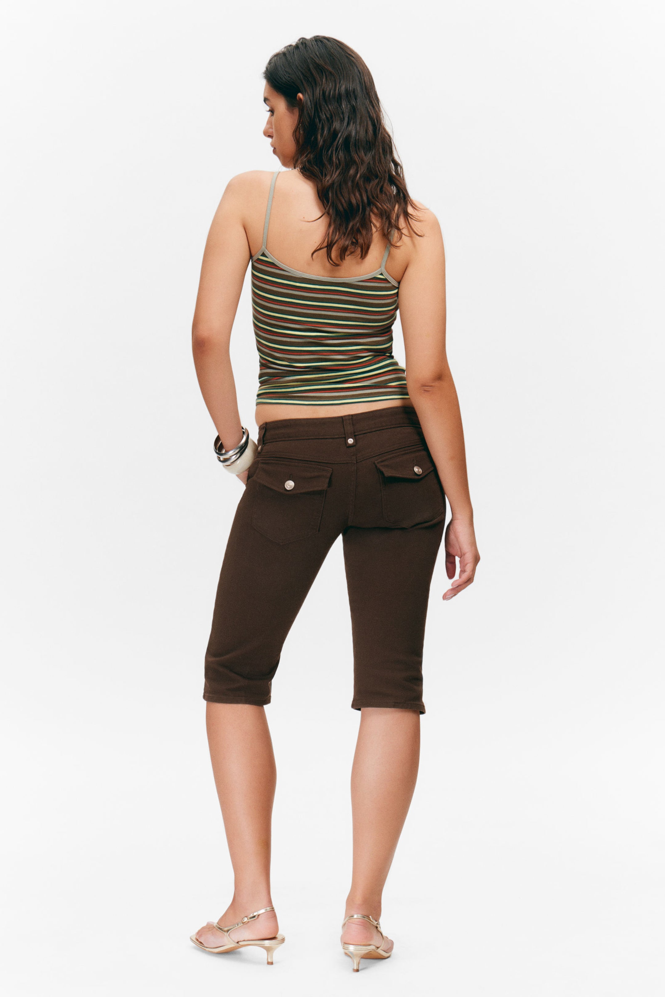 Dark Brown - Ultra Low Rise Capri Trousers - 3