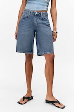 Sunset Blue - Mittelblau - Imoo Low-Rise Wide Leg Denim Shorts - 1