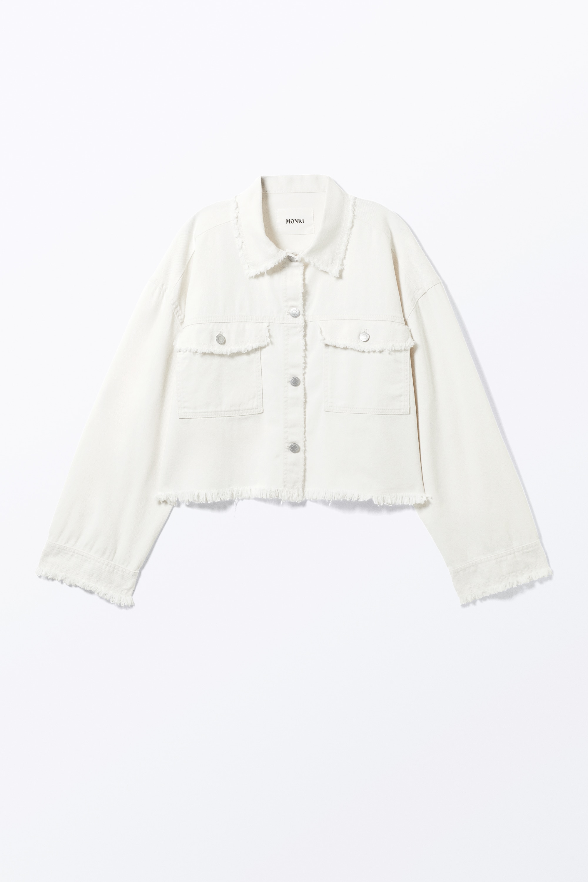 Giacca boxy cropped in twill - Bianco/Grigio scuro/Verde kaki