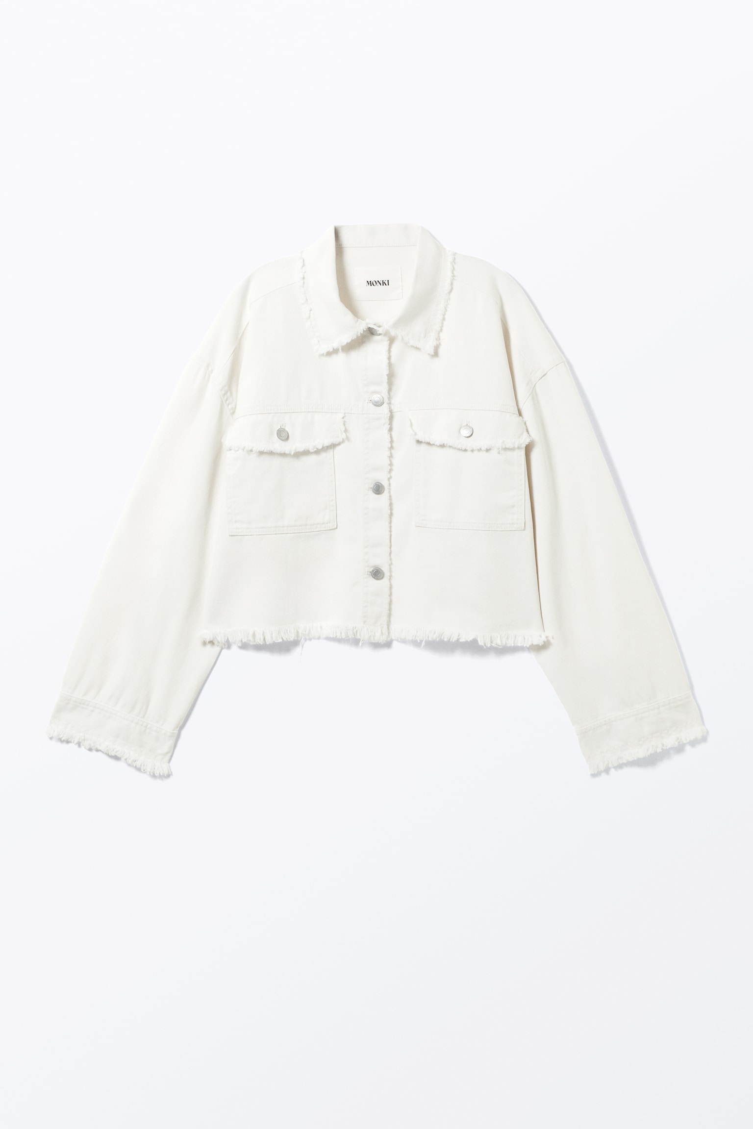 Cropped Boxy Twill Jacket - White/Dark Grey/Khaki Green - 2