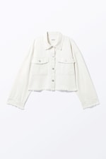White - Cropped Boxy Twill Jacket - 1