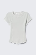Ljusgrå - Tight T-shirt med kontrastsöm - 0