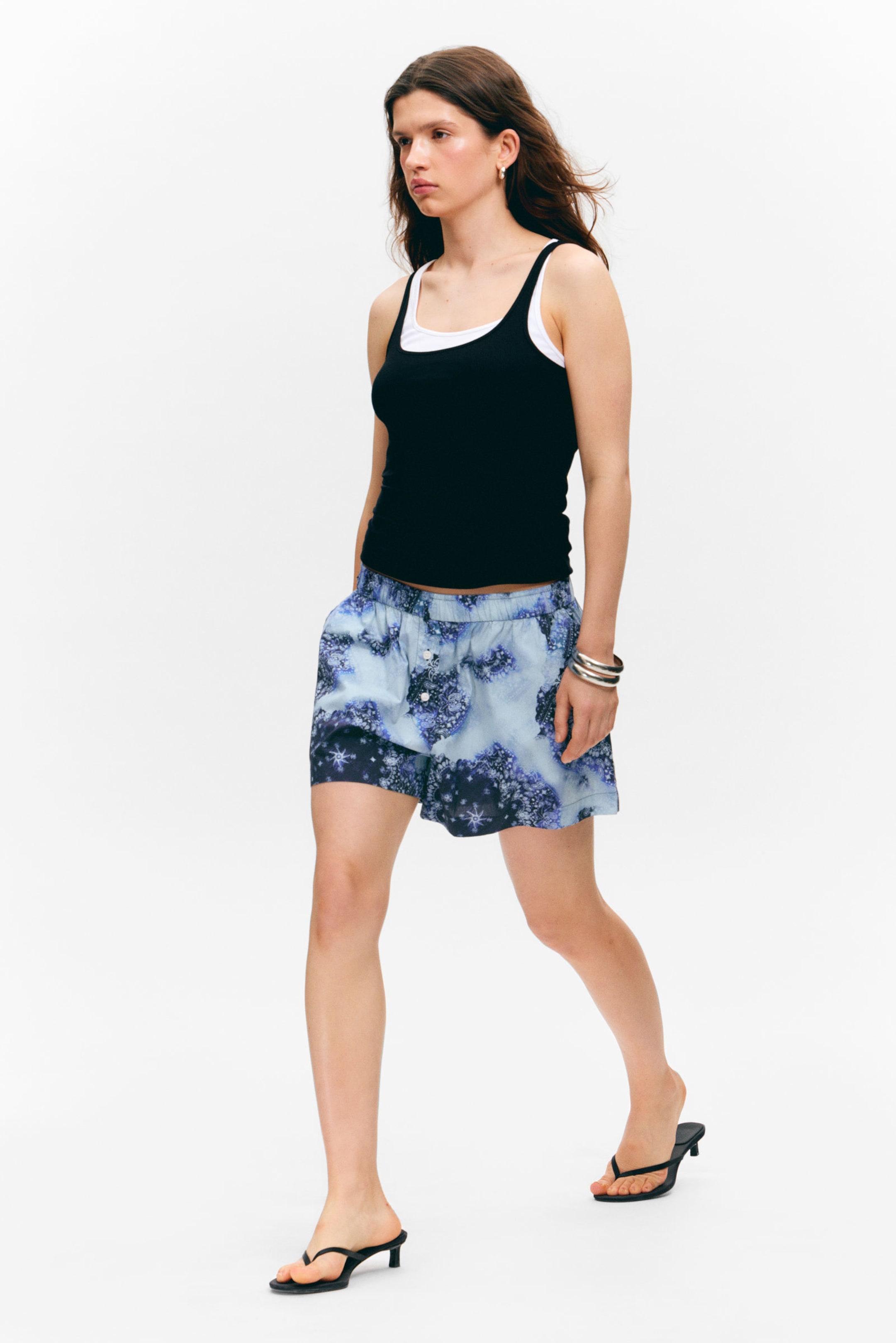 Blue Paisley Print - Relaxed Cotton Boxer Shorts - 2