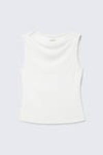 White - Super soft sleeveless boatneck top - 3
