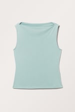 Dusty Turquoise - Super soft sleeveless boatneck top - 0