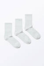 Grey Melange - 3-pack Ribbed Socks - 0