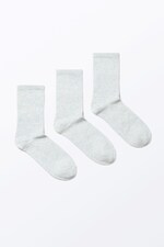 Grau meliert - Gerippte Socken im 3er-Pack - 0