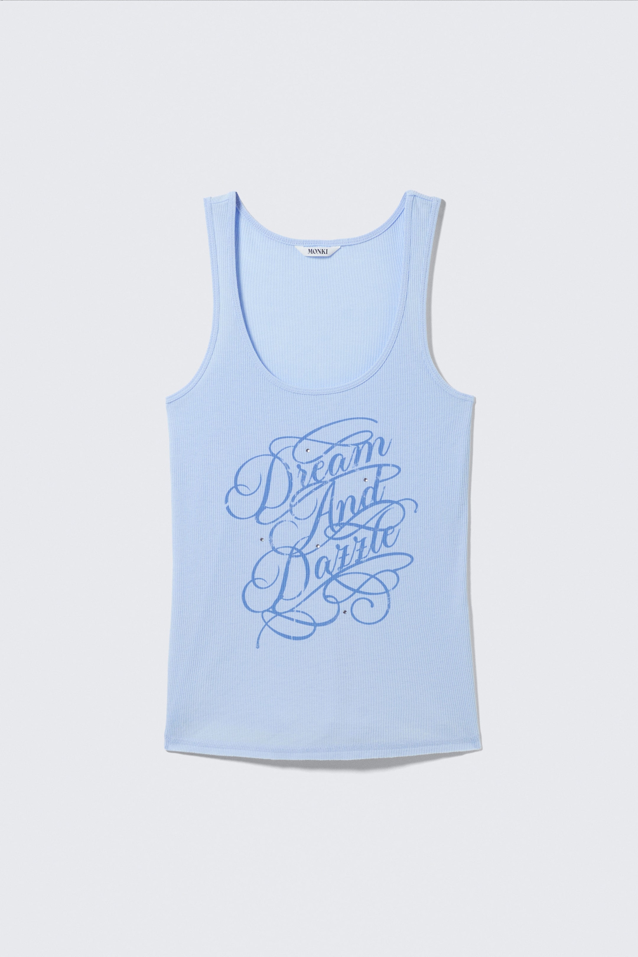 Light Blue - Dream & dazzle - Printed Fitted Tank Top - 0