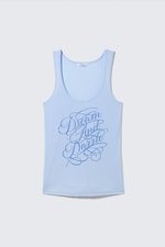 Light Blue - Dream & dazzle - Printed Fitted Tank Top - 0