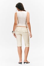 Dusty White - Ultra Low Rise Capri Trousers - 3
