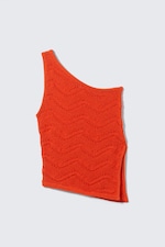 Helderrood - Gebreide one-shouldertop - 3