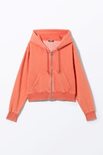 Washed Orange - Cropped Zip Hoodie - 0