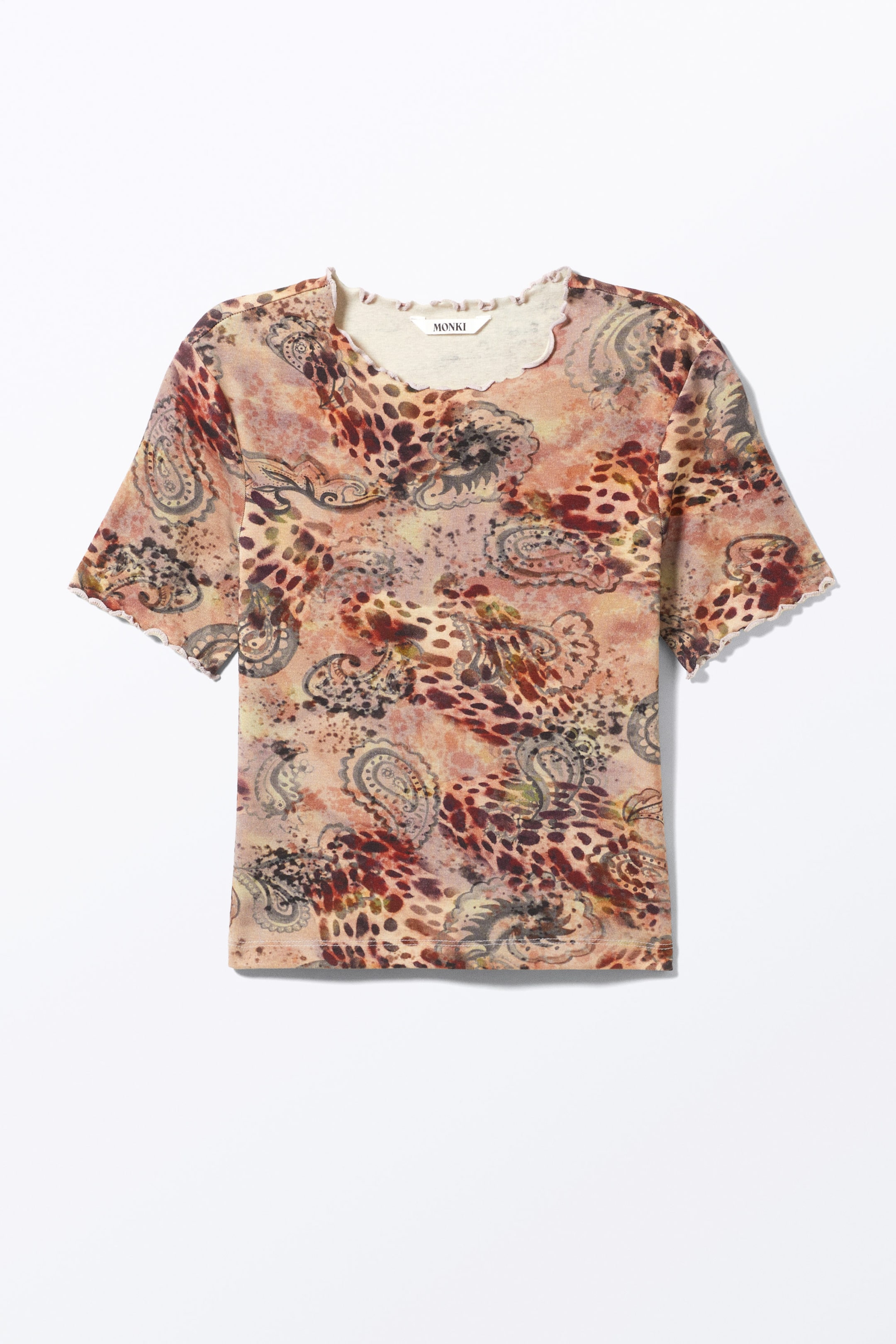 Pink - Leopard-Paisley Pattern - Soft Printed Short-Sleeved T-shirt - 1