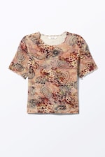 Pink - Leopard-Paisley Pattern - Soft Printed Short-Sleeved T-shirt - 0